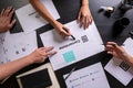 Image hands of group designers woman and man Graphic designer working in office. Creative Designer Graphic Skill Concept.