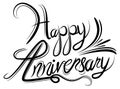 Happy Anniversary Elegant Black White Calligraphy Handwriting