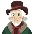 Image of a happy and friendly Ebenezer Scrooge from A Christmas Carol Royalty Free Stock Photo