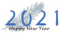 2021 image, Happy New 2021 Year. Holiday vector illustration of Blue numbers 2021 with christmas tree