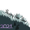 2021 image, Happy New 2021 Year. Holiday vector illustration with christmas tree and forest