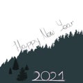 2021 image, Happy New 2021 Year. Holiday vector illustration with forest