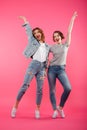 Happy two ladies friends standing isolated Royalty Free Stock Photo