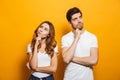 Image of happy young people man and woman in basic clothing thin Royalty Free Stock Photo