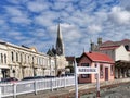 An image of the Harbourside train station in Oamaru, New Zealand in the afternoon