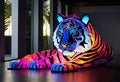 Glass-Made Tiger: Luminescent Elegance in the Dark