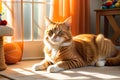 Orange tabby cat sitting in a lounge