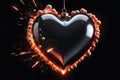 Valentine\'s Day concept featuring a heart-shaped bomb fuse ablaze with sparks, embodying fiery passion