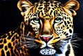 Ethereal Elegance: Ultra-Realistic Leopard Portrait on a Enchanting Black Background