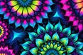 Fractal Mandala Unfolding in Neon Spectrum - Vibrant Wallpaper Background