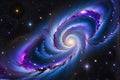 Cosmic Cascade: Ultraviolet Galaxy Nebula Dissolving Into a Cascade of Cosmic Dust, Grand Spiral Arms Enveloping New Horizons Royalty Free Stock Photo