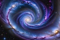 Cosmic Cascade: Ultraviolet Galaxy Nebula Dissolving Into a Cascade of Cosmic Dust, Grand Spiral Arms Enveloping New Horizons Royalty Free Stock Photo