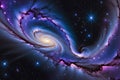 Cosmic Cascade: Ultraviolet Galaxy Nebula Dissolving Into a Cascade of Cosmic Dust, Grand Spiral Arms Enveloping New Horizons
