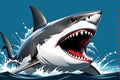 Predator\'s Emblem: Great White Shark Showcasing Formidable Teeth and Predatory Prowess in a Minimalist Logo