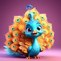 Peacock Plume Elegance: Highly Detailed 3D AI Illustration