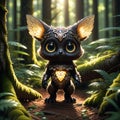 Cute mythical creature in forest