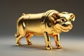 Golden cute bull 3d rendered, showing divergence in crypto market, bitcoin