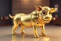 Golden cute bull 3d rendered, showing divergence in crypto market, bitcoin
