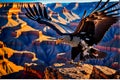 California Condor Soaring: Wings Outstretched, Sharp Focus Feathers Defined Against a Detailed Horizon