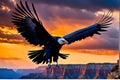 California Condor Soaring: Wings Outstretched, Sharp Focus Feathers Defined Against a Detailed Horizon