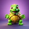 Whimsical Turtle Toy: 3D Render Illustration on a Dark Background