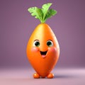 Cute Carrot Smiling Against Solid Color Background
