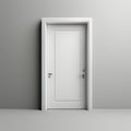 Minimalist Elegance: White Door 3D Renders on White Background and Floor