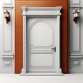 Minimalist Elegance: White Door 3D Renders on White Background and Floor