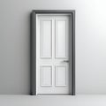 Minimalist Elegance: White Door 3D Renders on White Background and Floor