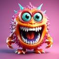 Engaging 3D Monster: Expressive Solitude Against Seamless Solid Color Backdrop with Soft Shadows