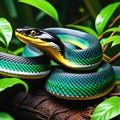 3D rendered snake illustration in woods generative ai