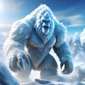 Glacial Yeti: Majestic Ice Creature Glistening with Frost