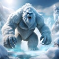 Glacial Yeti: Majestic Ice Creature Glistening with Frost