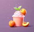 Peachy Happiness: Generative AI-Rendered Happy Food Object on Solid Background