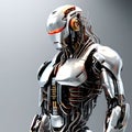 Cybernetic Robot: Android AI Machine with Metal Wires - Highly Detailed and Futuristic