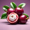 Mangosteen 3D Render - Luscious Fruit Against a Solid Background