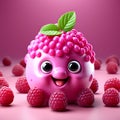 Cutesy Raspberry Delight - 3D Rendering Against Solid Background