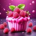 Cutesy Raspberry Delight - 3D Rendering Against Solid Background