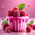 Cutesy Raspberry Delight - 3D Rendering Against Solid Background