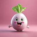 Cute Turnip Duo: Funny Upset Turnip and Happy Turnip Displaying Weird Face Emotions