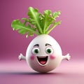 Cute Turnip Duo: Funny Upset Turnip and Happy Turnip Displaying Weird Face Emotions