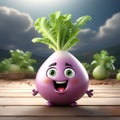 Cute Turnip Duo: Funny Upset Turnip and Happy Turnip Displaying Weird Face Emotions