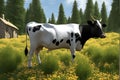 Attractive 3D Rendered Scene: Charismatic Cow in a Captivating Composition