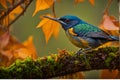 Autumnal Perch: Sapsucker on Gnarled Tree Branch with Moss Accents