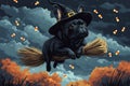 A Magical Flying Witcher Dog Soaring Through the Air on a Swiper Royalty Free Stock Photo