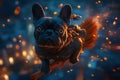 A Magical Flying Witcher Dog Soaring Through the Air on a Swiper Royalty Free Stock Photo