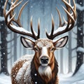 Christmas-Themed Buck: Intricate Antler Details Portrayed in Sharp Focus Studio Shot, ArtStation Trend