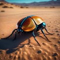 Neon Cyborg Insect: Close-Up of Shiny Metallic Hi-Tech Bug in Glowing RGB