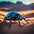 Neon Cyborg Insect: Close-Up of Shiny Metallic Hi-Tech Bug in Glowing RGB