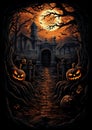 A haunted maze with unexpected scares around every corner halloween frame border